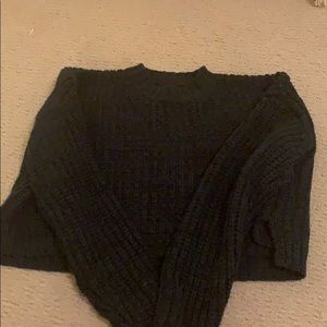 chunky green mock neck sweater